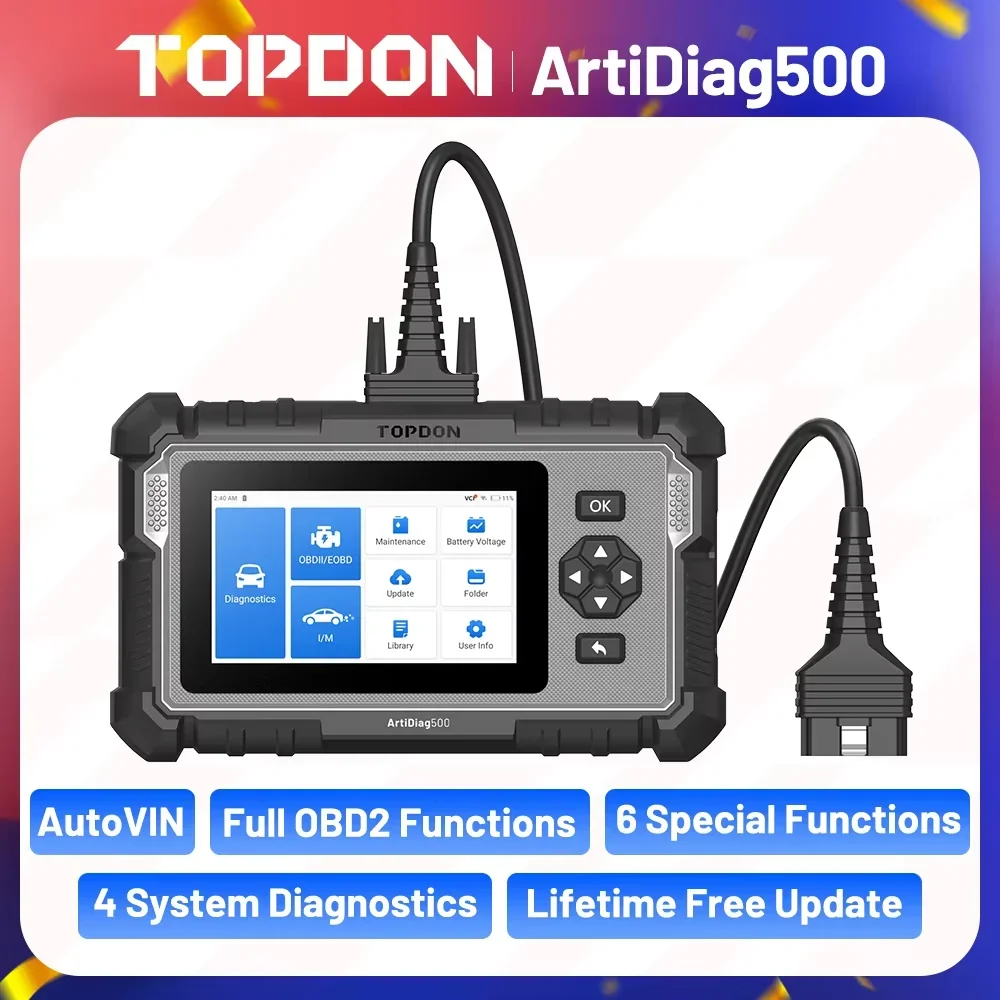 Outil de diagnostic OBD2 TOPDON ArtiDiag500 - Lecteur de codes moteur, ABS, SRS et transmission avec mises à jour gratuites