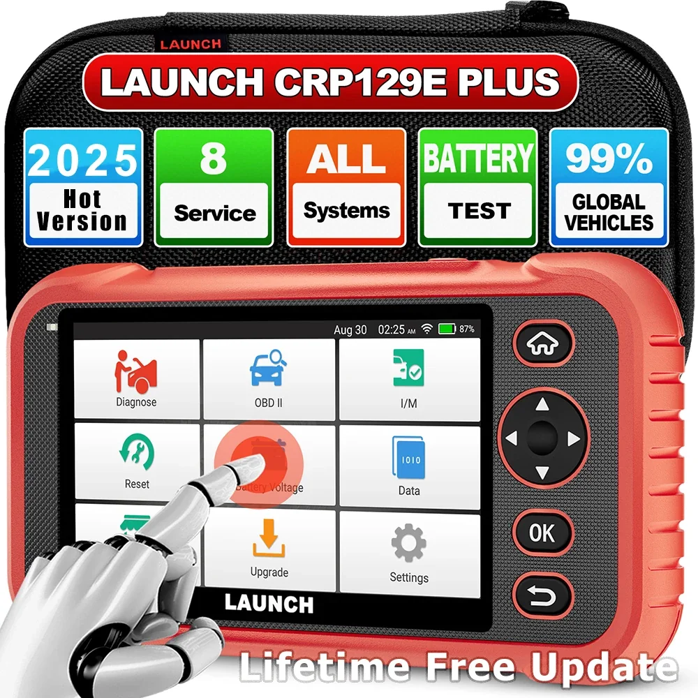 LAUNCH X-431 CRP129E PLUS Outil de diagnostic OBD2/EOBD système complet avec 8 fonctions de réinitialisation de service, lecture VIN et testeur de batterie - Compatible avec les mises à jour