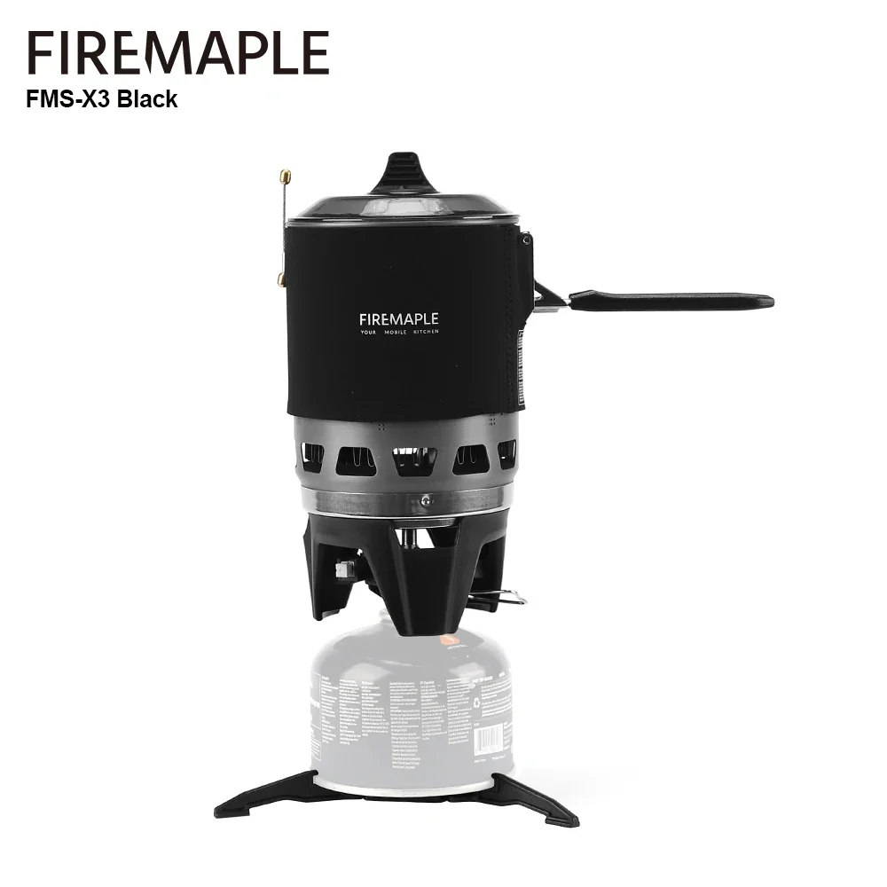 Réchaud à gaz portable Fire Maple FMS-X3 pour le camping et la randonnée (2200 W, coupe-vent, allumage piézoélectrique)