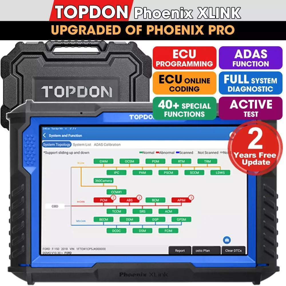 Scanner OBD2 TOPDON Phoenix XLink All System avec programmation basée sur le cloud et fonctionnalité bidirectionnelle