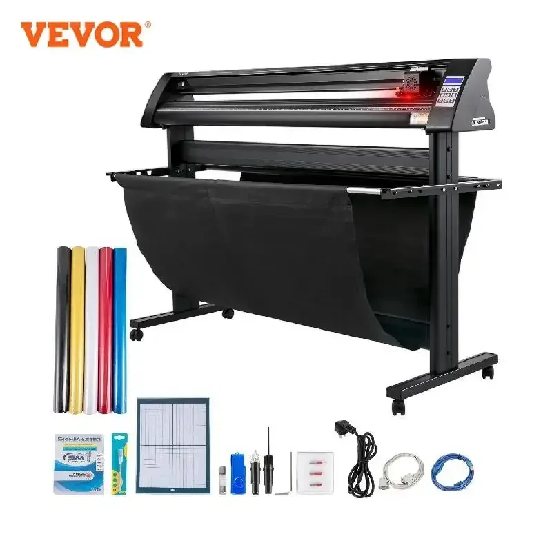 Traceur de découpe vinyle semi-automatique VEVOR (28/34/53 pouces) avec support de sol, 3 lames, écran LCD et logiciel gratuit
