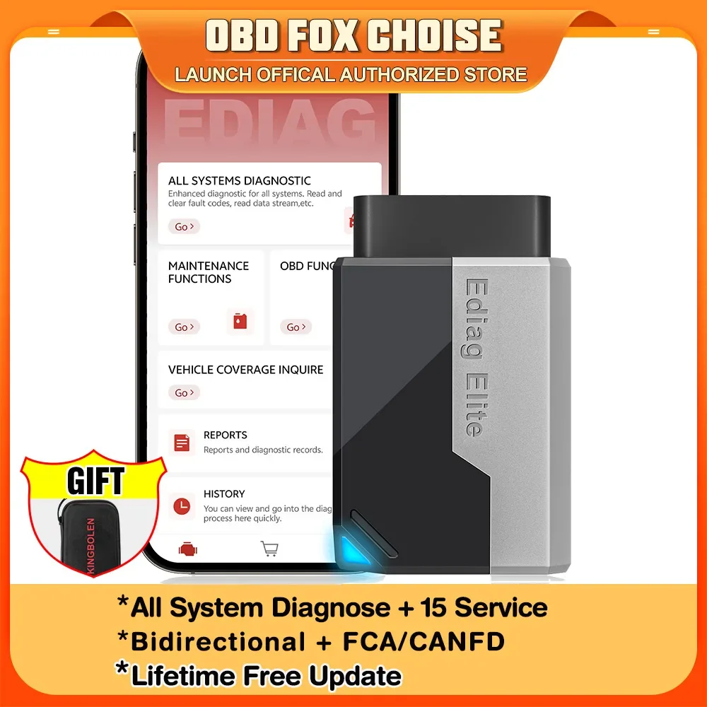 KINGBOLEN EDIAG ELITE - Mises à jour gratuites à vie, outil de diagnostic automobile complet, scanner OBD2 bidirectionnel, testeur actif pour 15 services