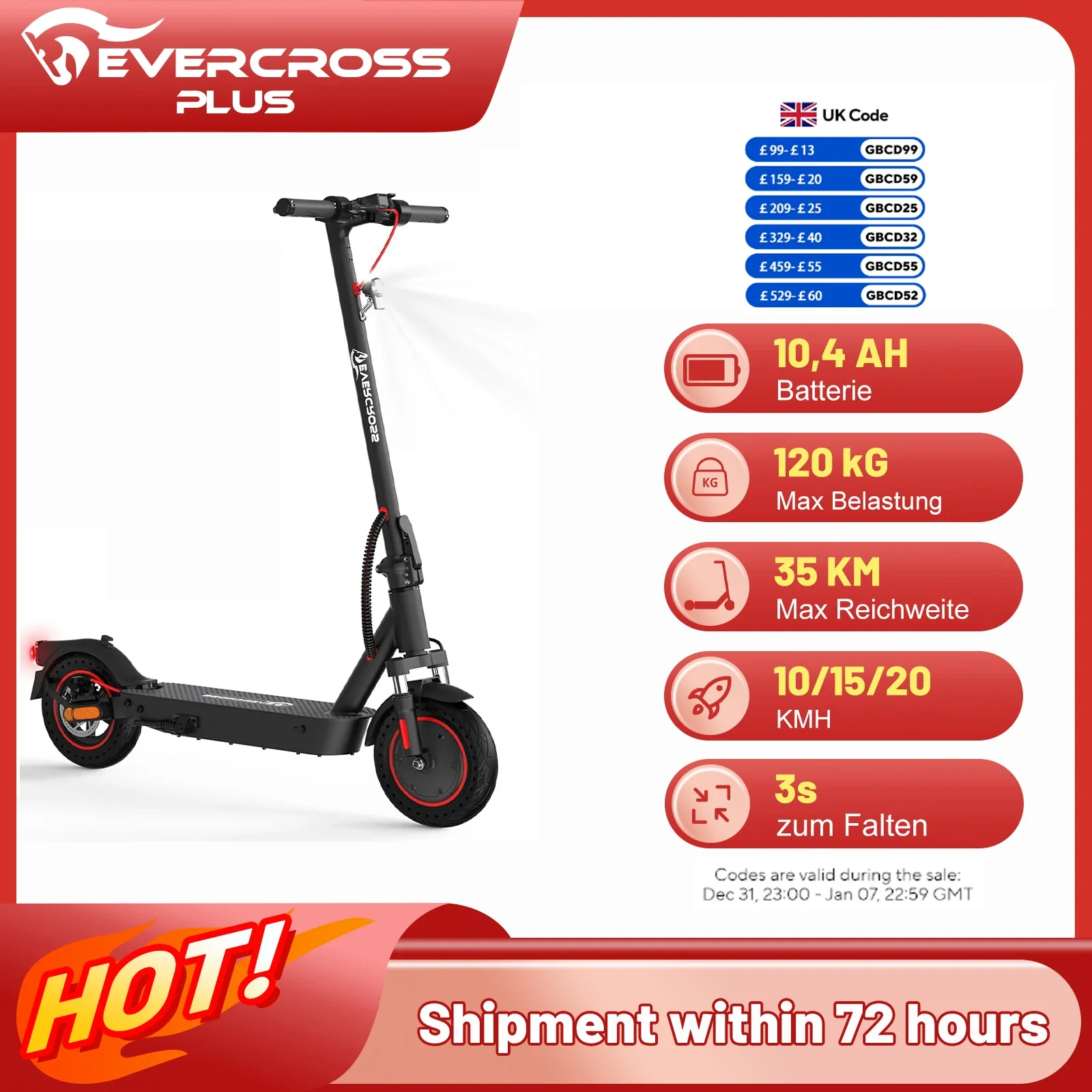 Trottinette électrique EVERCROSS PLUS EV10K Pro - Pliable 10" avec contrôle par application, moteur 500W et batterie 410WH (vitesse maximale 40 km/h)