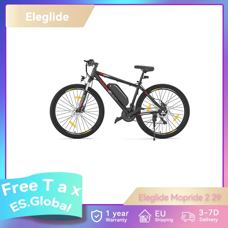 Vélo électrique Eleglide MopRide 2 - Pneus pneumatiques 29", suspension hydraulique et freins à disque - Moteur 250 W, batterie 36 V, autonomie de 130 km