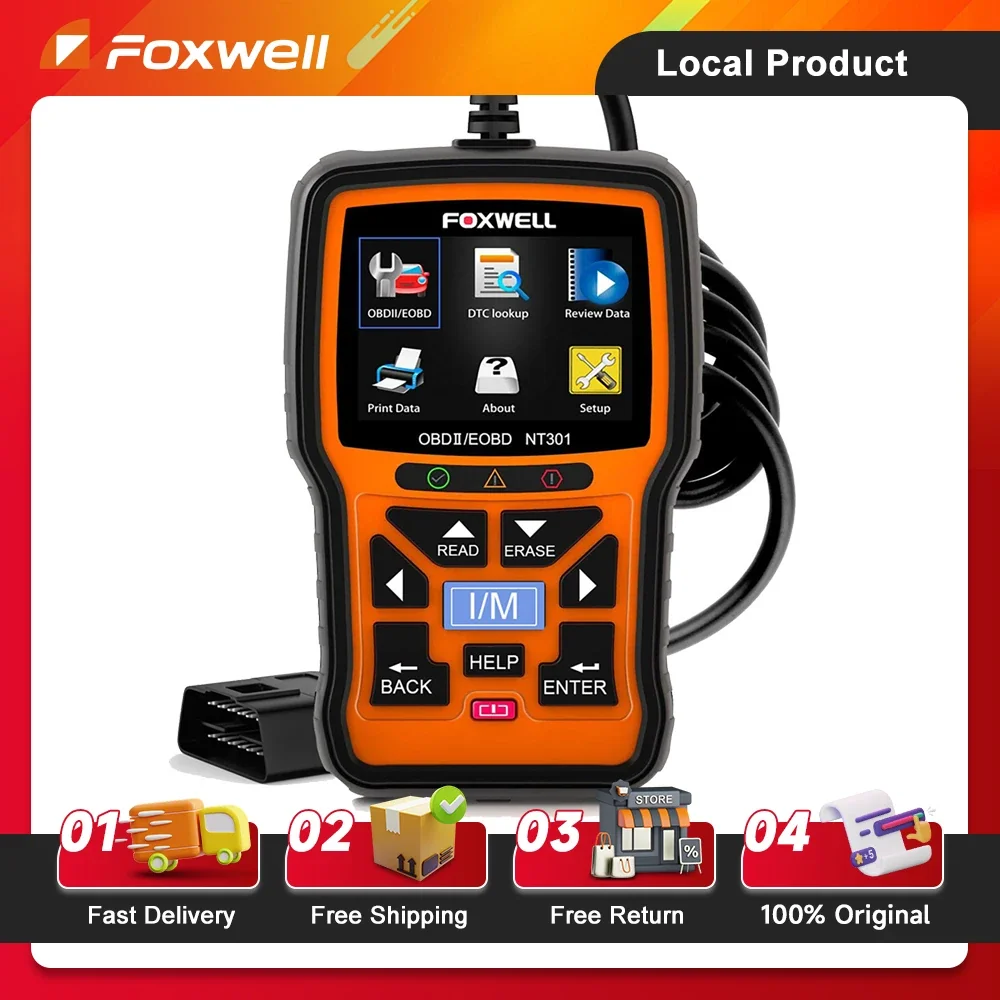 Scanner automobile FOXWELL NT301 OBD2/EOBD - Lecteur de codes défauts moteur et outil de diagnostic mécanique