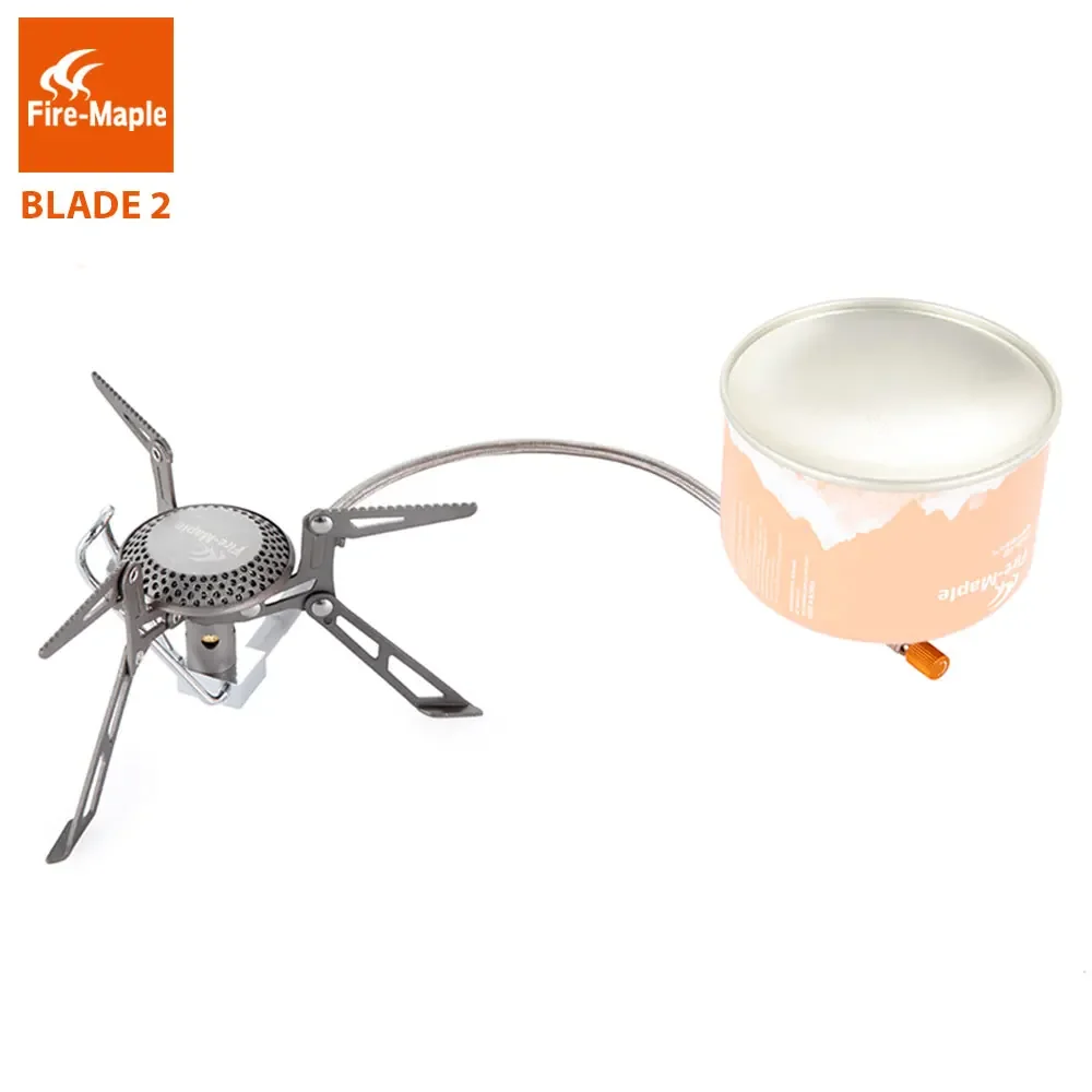 Réchaud à gaz ultraléger Fire Maple Titanium Blade à 2 brûleurs (135 g) avec tube de préchauffage, idéal pour le camping et les activités de plein air.